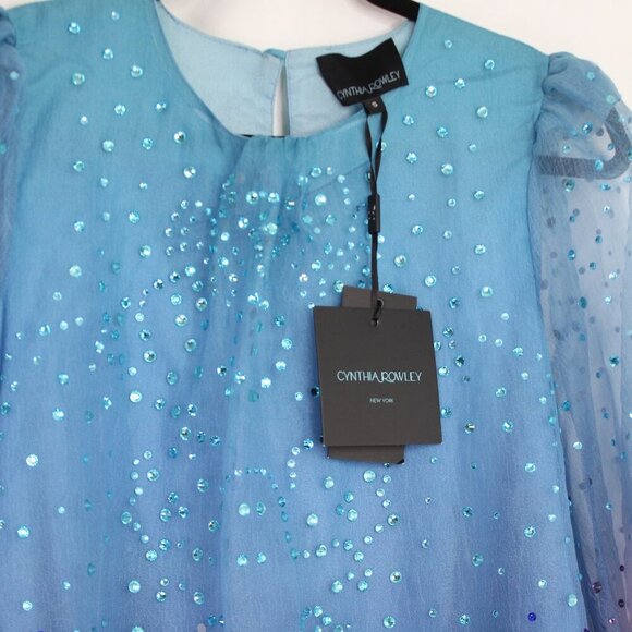 NWT Cynthia Rowley Rhinestone Tallulah Ombré Organza Maxi Dress Size Small - Picture 5 of 16